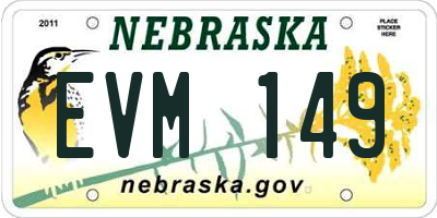 NE license plate EVM149