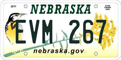NE license plate EVM267
