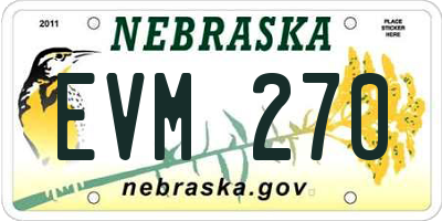 NE license plate EVM270