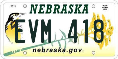 NE license plate EVM418