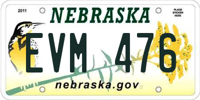 NE license plate EVM476