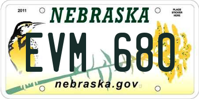 NE license plate EVM680