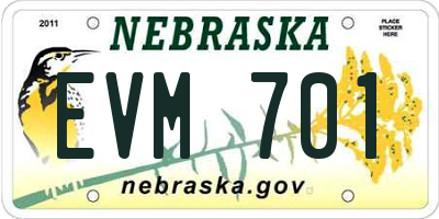 NE license plate EVM701
