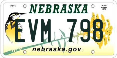 NE license plate EVM798