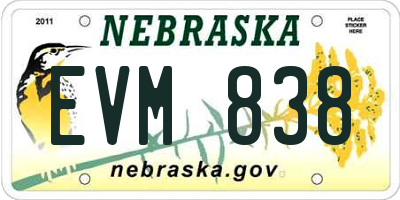NE license plate EVM838