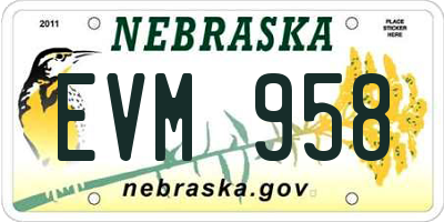 NE license plate EVM958