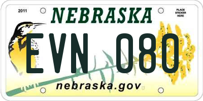 NE license plate EVN080