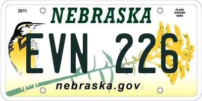 NE license plate EVN226