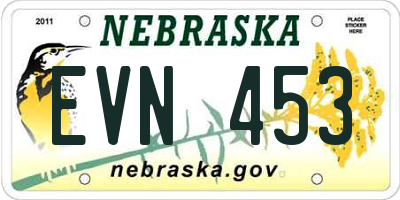NE license plate EVN453