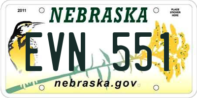 NE license plate EVN551