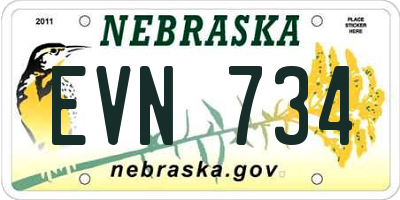 NE license plate EVN734