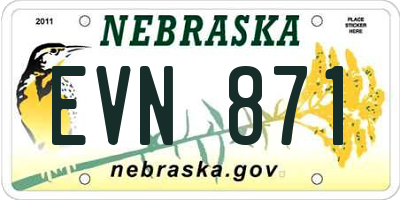NE license plate EVN871