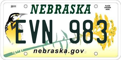 NE license plate EVN983