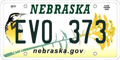 NE license plate EVO373