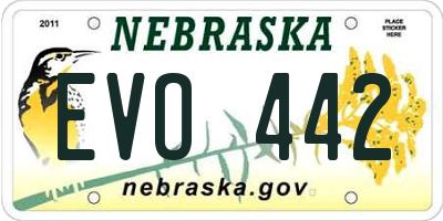 NE license plate EVO442