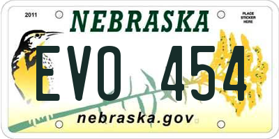 NE license plate EVO454