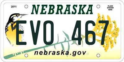 NE license plate EVO467