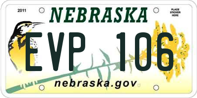 NE license plate EVP106