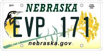 NE license plate EVP171