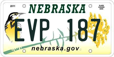 NE license plate EVP187