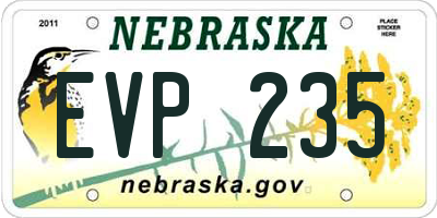 NE license plate EVP235