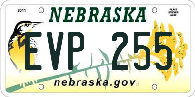 NE license plate EVP255