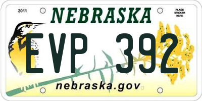NE license plate EVP392