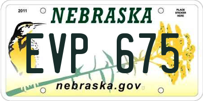 NE license plate EVP675