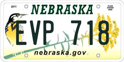 NE license plate EVP718