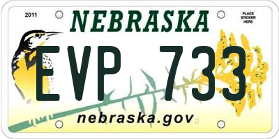 NE license plate EVP733