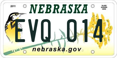 NE license plate EVQ014