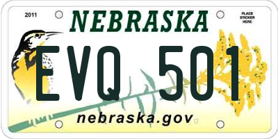 NE license plate EVQ501