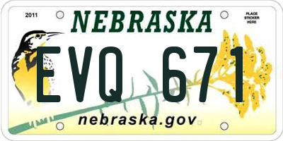 NE license plate EVQ671