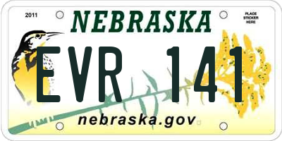 NE license plate EVR141