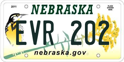 NE license plate EVR202
