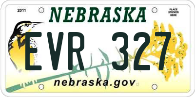NE license plate EVR327