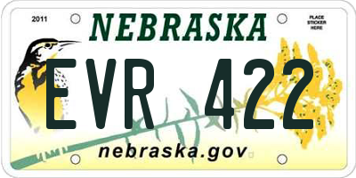 NE license plate EVR422