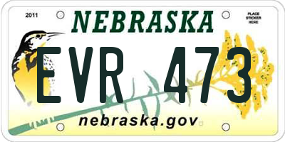 NE license plate EVR473