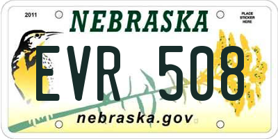 NE license plate EVR508