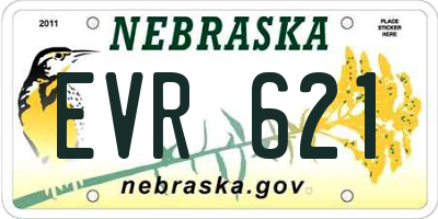 NE license plate EVR621