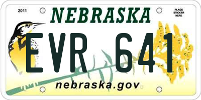 NE license plate EVR641
