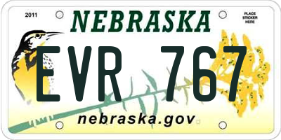 NE license plate EVR767