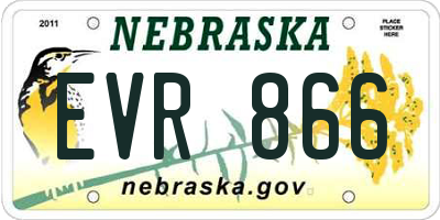 NE license plate EVR866