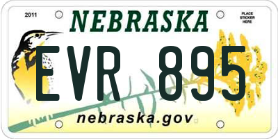 NE license plate EVR895