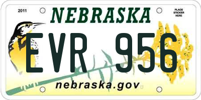 NE license plate EVR956