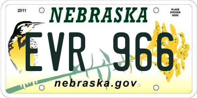 NE license plate EVR966