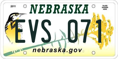 NE license plate EVS071