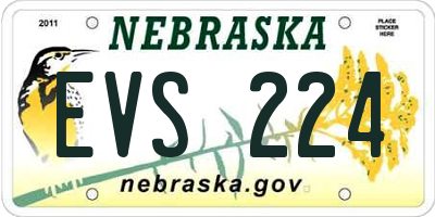 NE license plate EVS224