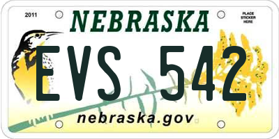 NE license plate EVS542