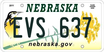 NE license plate EVS637